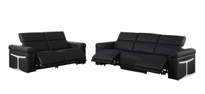 HomeRoots Two Piece Italian Leather Sectional Sofa Set Seats Five in Modern Living Room 721638