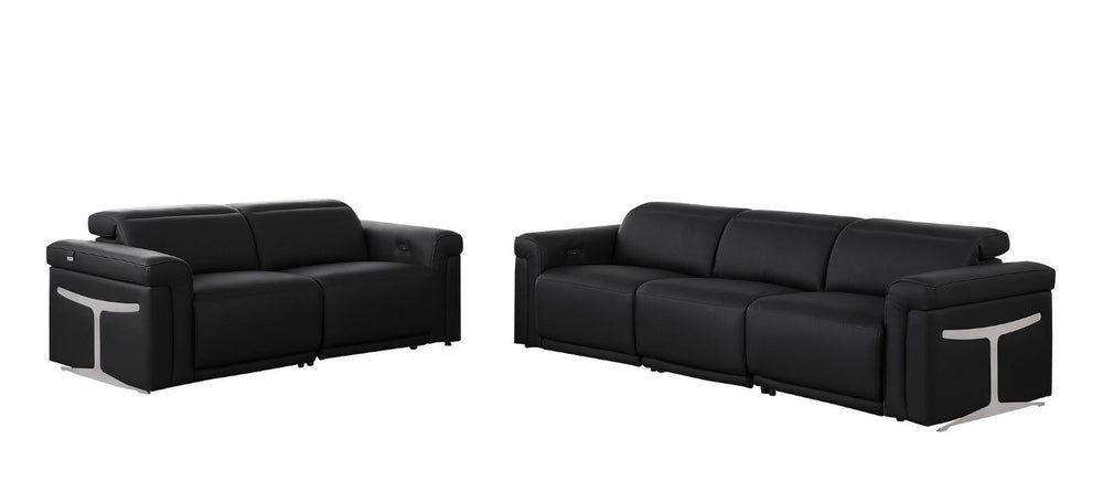 HomeRoots Two Piece Italian Leather Sectional Sofa Set Seats Five in Modern Living Room 721638