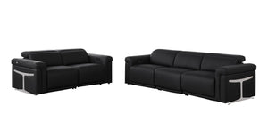 Two Piece Italian Leather Sectional Sofa Set Seats Five in Modern Living Room