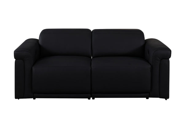 Two Piece Italian Leather Sectional Sofa Set Seats Five in Modern Living Room