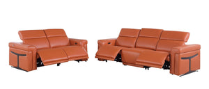 HomeRoots Two Piece Italian Leather Sectional Sofa Set Plush 5 Seat Living Room Suite 721639