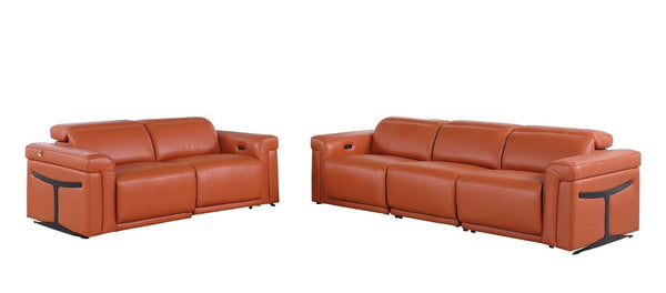 Two Piece Italian Leather Sectional Sofa Set Plush 5 Seat Living Room Suite