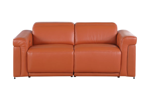 Two Piece Italian Leather Sectional Sofa Set Plush 5 Seat Living Room Suite