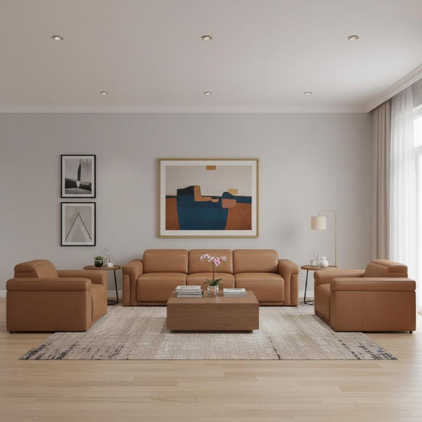Two Piece Italian Leather Sectional Sofa Set for Spacious Living Room Gatherings