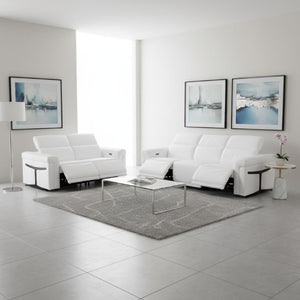 Two Piece Italian Leather Sectional Sofa Set Seating Five in Modern Living Room