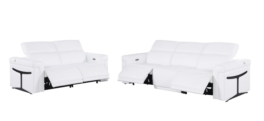 HomeRoots Two Piece Italian Leather Sectional Sofa Set Seating Five in Modern Living Room 721642