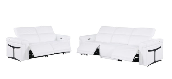 HomeRoots Two Piece Italian Leather Sectional Sofa Set Seating Five in Modern Living Room 721642