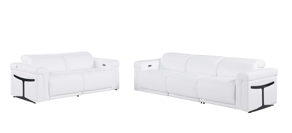 HomeRoots Two Piece Italian Leather Sectional Sofa Set Seating Five in Modern Living Room 721642