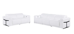 Two Piece Italian Leather Sectional Sofa Set Seating Five in Modern Living Room