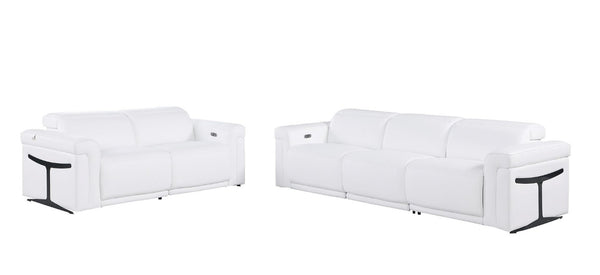 Two Piece Italian Leather Sectional Sofa Set Seating Five in Modern Living Room