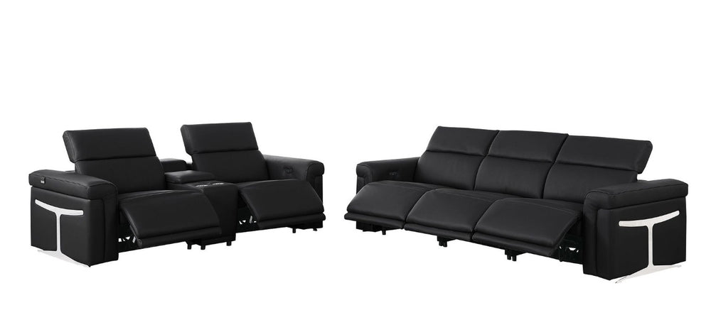 HomeRoots Two Piece Italian Leather Sectional Sofa Set Seating Five in Bold Living Room Style 721645