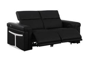 Two Piece Italian Leather Sectional Sofa Set Seating Five in Bold Living Room Style
