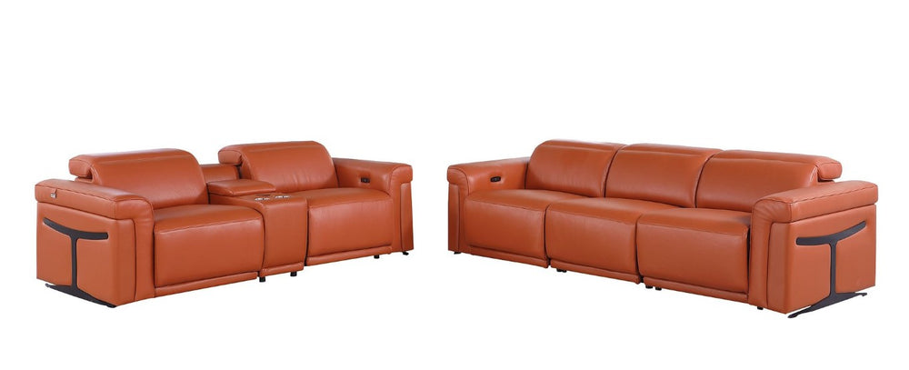 HomeRoots Two Piece Italian Leather Sectional Sofa Set for Luxurious Living Room Comfort 721646
