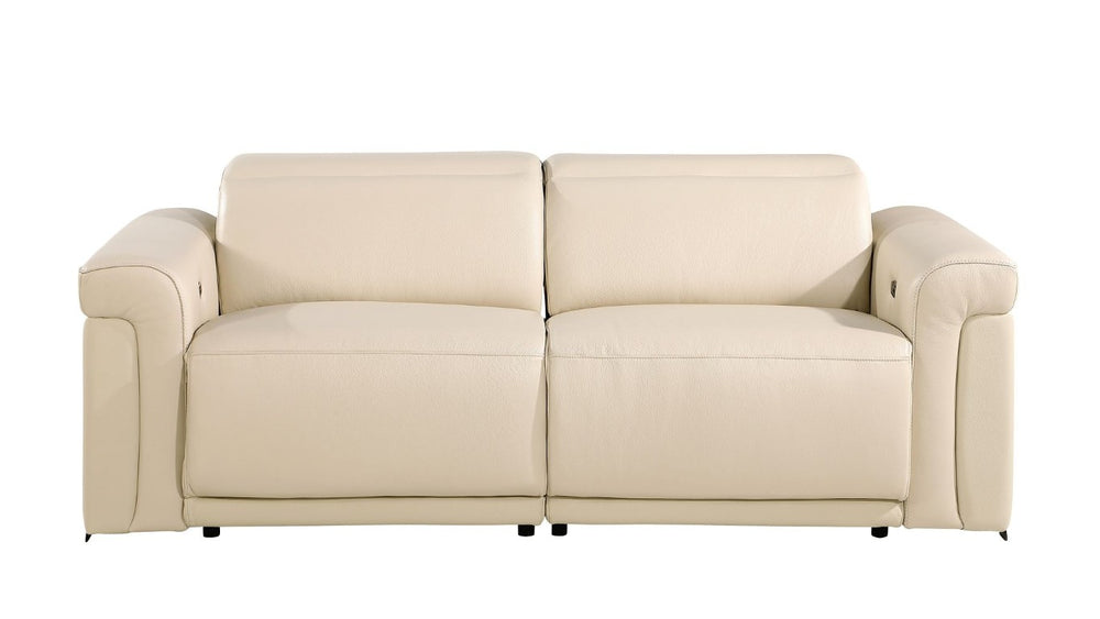 HomeRoots Two Piece Italian Leather Sectional Sofa Set Seating Five in Beige Living Room 721651
