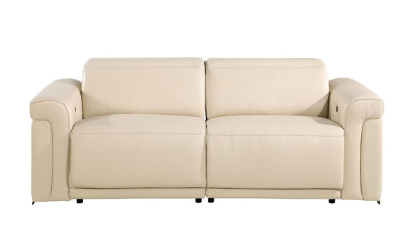 HomeRoots Two Piece Italian Leather Sectional Sofa Set Seating Five in Beige Living Room 721651