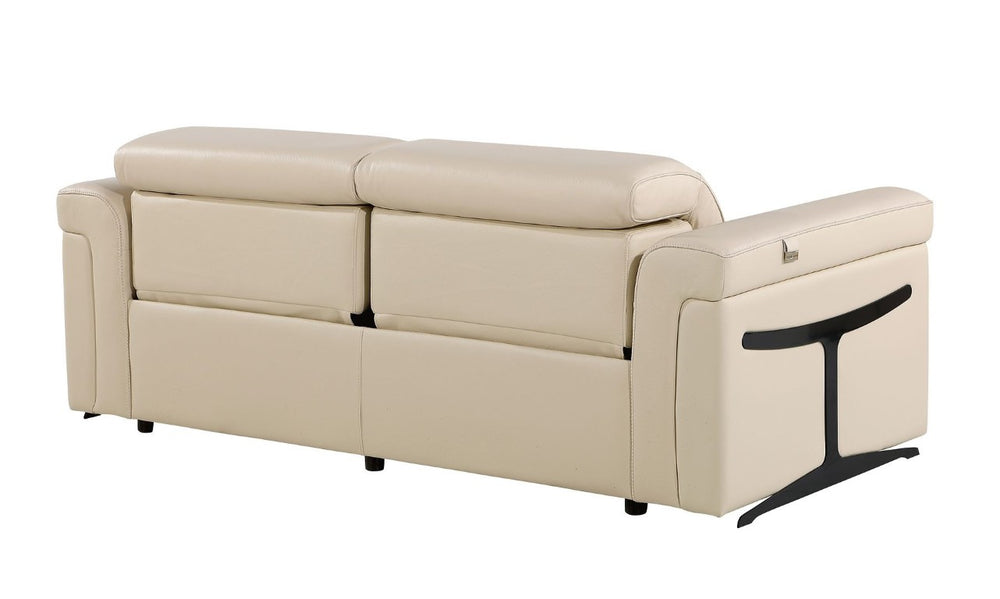 HomeRoots Two Piece Italian Leather Sectional Sofa Set Seating Five in Beige Living Room 721651