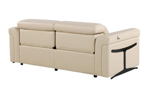 Two Piece Italian Leather Sectional Sofa Set Seating Five in Beige Living Room
