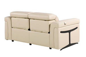Two Piece Italian Leather Sectional Sofa Set Seating Five in Beige Living Room