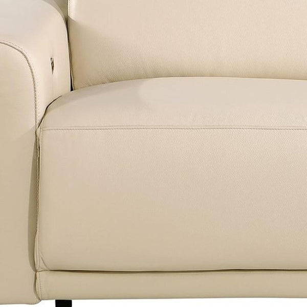 Two Piece Italian Leather Sectional Sofa Set Seating Five in Beige Living Room