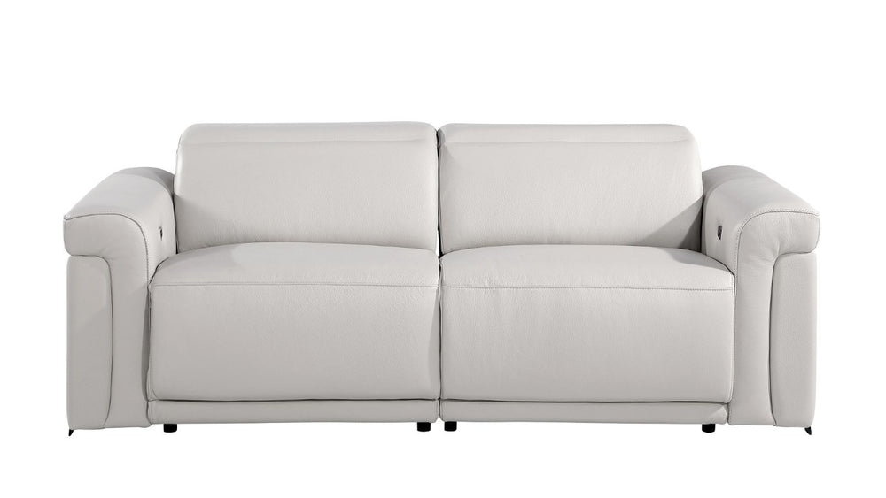Two Piece Italian Leather Sectional Sofa Set Seating Five in Charcoal Gray