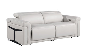 Two Piece Italian Leather Sectional Sofa Set Seating Five in Charcoal Gray