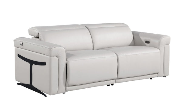 Two Piece Italian Leather Sectional Sofa Set Seating Five in Charcoal Gray