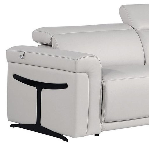 Two Piece Italian Leather Sectional Sofa Set Seating Five in Charcoal Gray