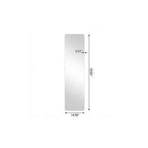 59 Inch Frameless Full Length Wall Mirror with Silver Finish for Bedroom or Entryway