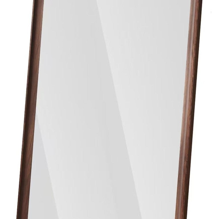 71 Inch Brown Wood Framed Full Length Leaning or Mounted Bedroom Floor Mirror