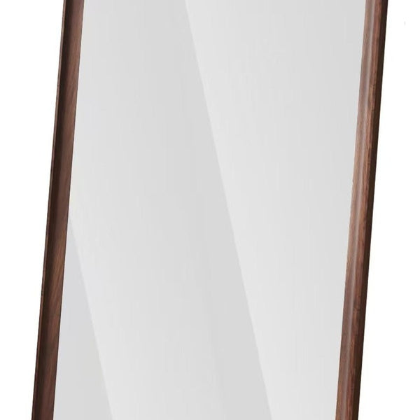 71 Inch Brown Wood Framed Full Length Leaning or Mounted Bedroom Floor Mirror