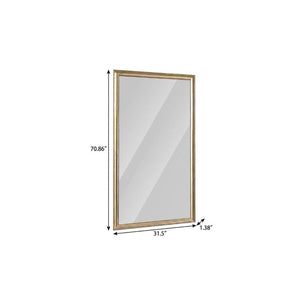 71 Inch Golden Brown Solid Wood Full Length Mirror Dual Mount Leaning or Wall Style