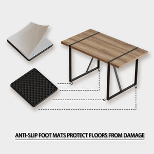 English Elm 55" Modern Farmhouse Dining Table Set With Pu Chairs - Industrial Style, Easy Assembly, Versatile Use W2189S00105