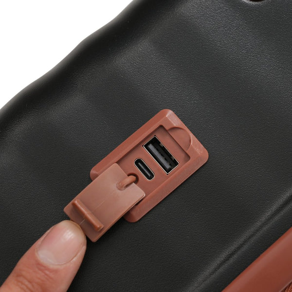 English Elm Luggage 5 Piece Abs Hardshell Travel Set with Usb Port Spinner Wheels and Tsa Lock Black Brown N732P265290B