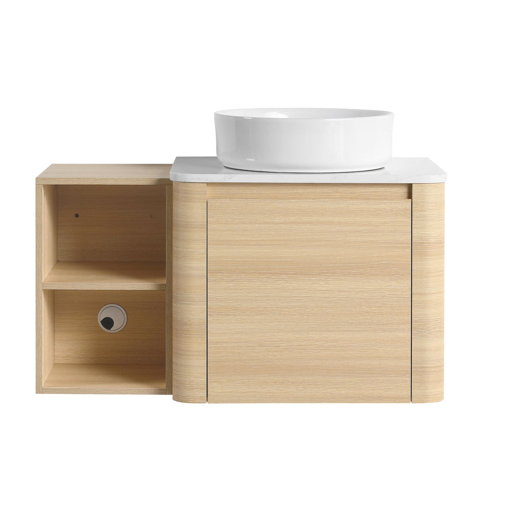 English Elm 36'' Wall-Mounted Bathroom Vanity With Stylish Ceramic Sink, Soft-Close Door, And Smart Storage Solutions W999S00467