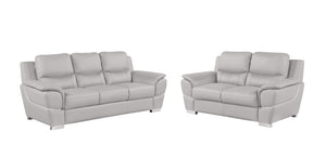 HomeRoots Two Piece Light Gray Leather Sectional Sofa Set for Modern Living Room Seating 721744