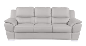 Two Piece Light Gray Leather Sectional Sofa Set for Modern Living Room Seating