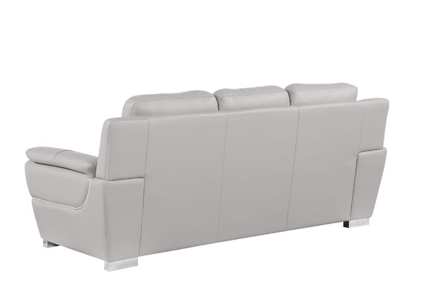 Two Piece Light Gray Leather Sectional Sofa Set for Modern Living Room Seating