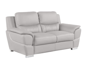 Two Piece Light Gray Leather Sectional Sofa Set for Modern Living Room Seating