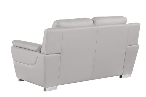 Two Piece Light Gray Leather Sectional Sofa Set for Modern Living Room Seating