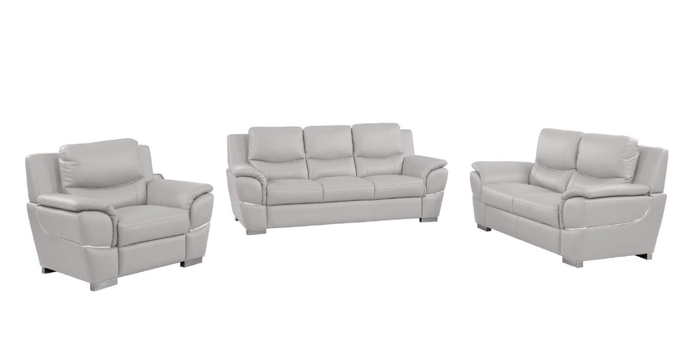 HomeRoots Three Piece Leather Sectional Sofa Set Spacious Six Seat Living Room Seating 721746