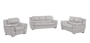 HomeRoots Three Piece Leather Sectional Sofa Set Spacious Six Seat Living Room Seating 721746