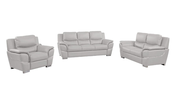 HomeRoots Three Piece Leather Sectional Sofa Set Spacious Six Seat Living Room Seating 721746