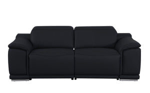 Three Piece Genuine Leather Sectional Sofa Set Seating Six in Bold Living Room Style