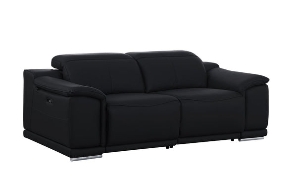 Three Piece Genuine Leather Sectional Sofa Set Seating Six in Bold Living Room Style