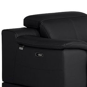 Three Piece Genuine Leather Sectional Sofa Set Seating Six in Bold Living Room Style