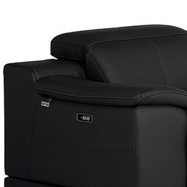 Three Piece Genuine Leather Sectional Sofa Set Seating Six in Bold Living Room Style