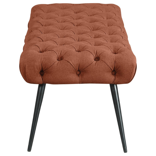 English Elm Galiano Velvet Button Tufted Bench with Polished Steel Legs for Bedroom Entryway Rust B062P441134
