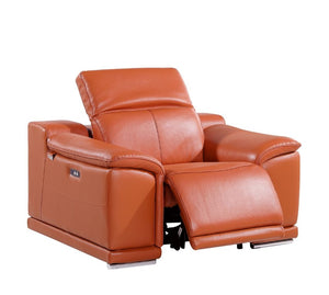 Three Piece Genuine Leather Sofa Set Seating Six in Camel for Living Rooms