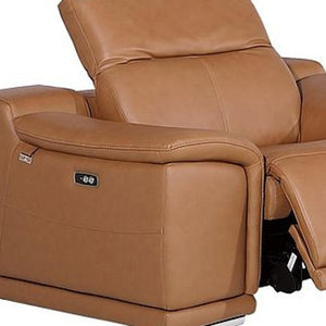 Three Piece Genuine Leather Living Room Sofa Set Seating Six in Chestnut Brown