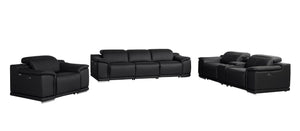 Three Piece Genuine Leather Living Room Sectional with Bold Seating for Six